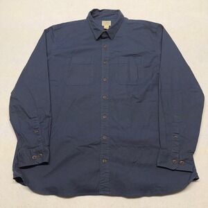 LL Bean Mens XL-Tall Navy Blue Button Down Shirt Traditional Fit Long Sleeve